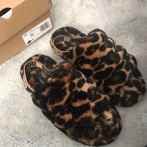 Leopard Print Ugg Slides- Kids Size 5 but I’m an Adult 7 and can wear
